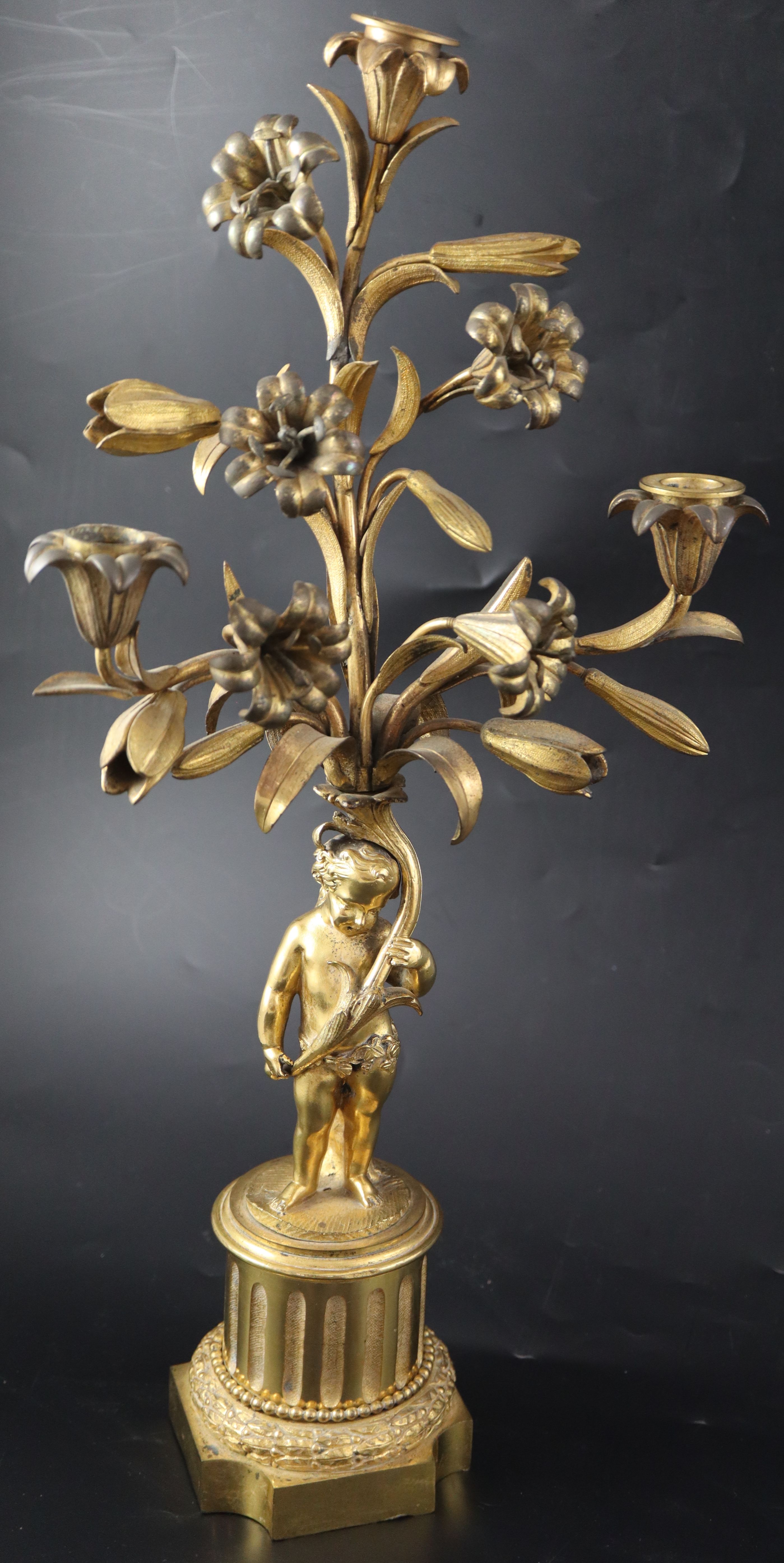 A pair of 19th century French ormolu candelabra, height 47cm